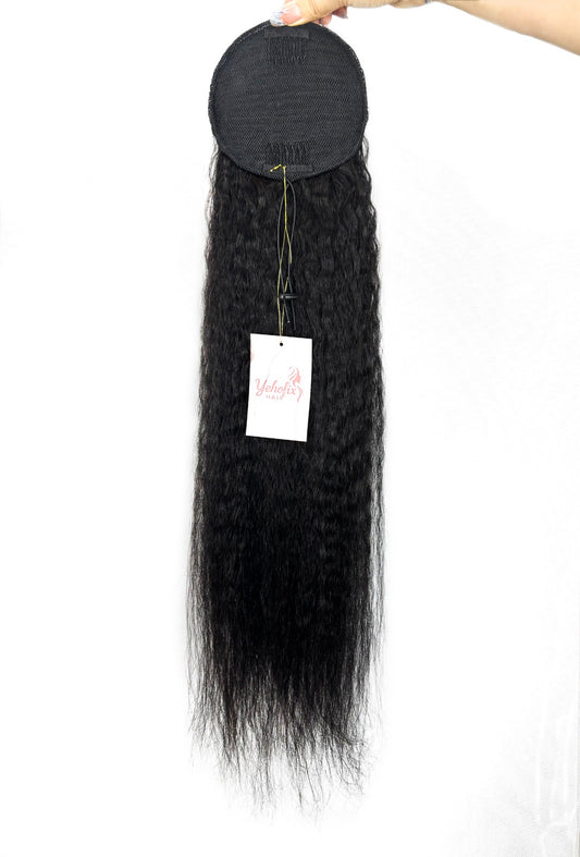 Ponytails human hair, kinky straight 26 inches